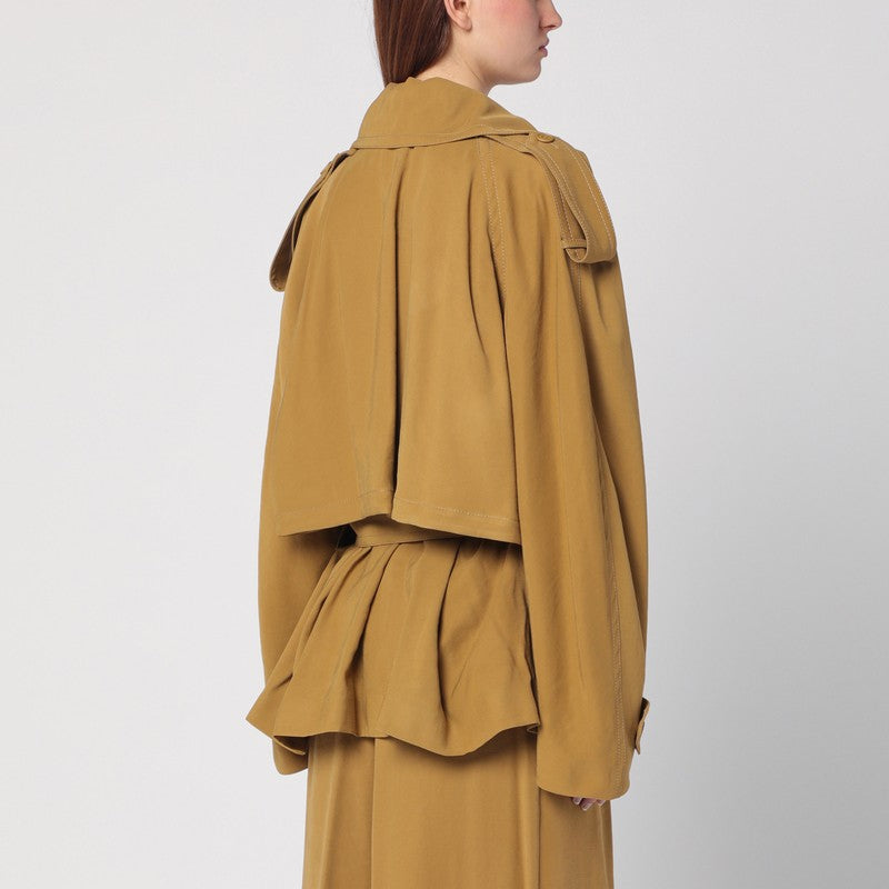 Double-breasted Overcoat In Ochre Yellow