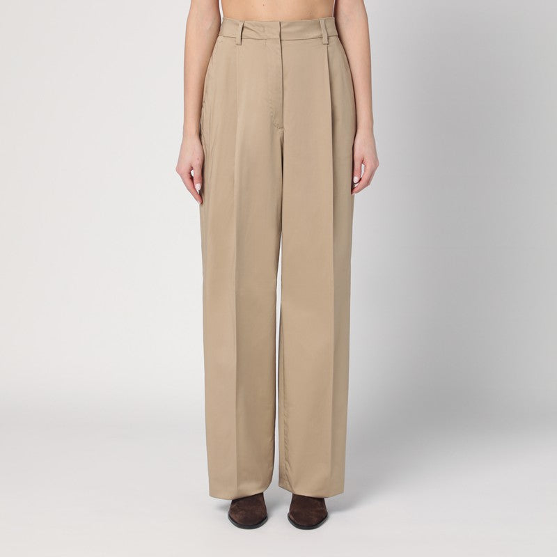 Wide Sand-coloured Axel Trousers