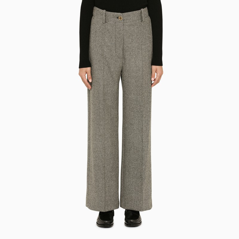 Grey Herringbone Regular Trousers