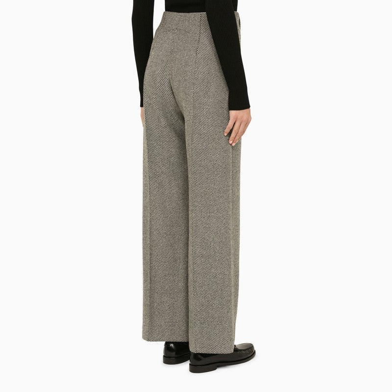 Grey Herringbone Regular Trousers