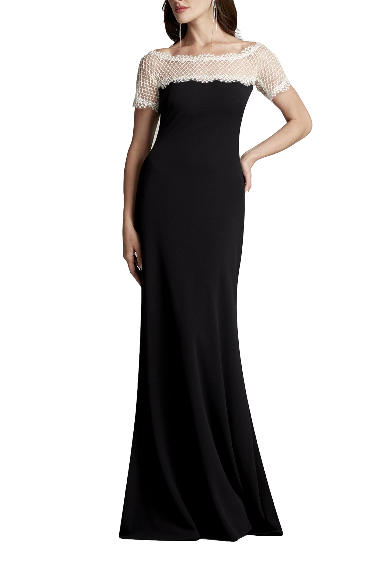 CONTRAST ILLUSION CREPE GOWN