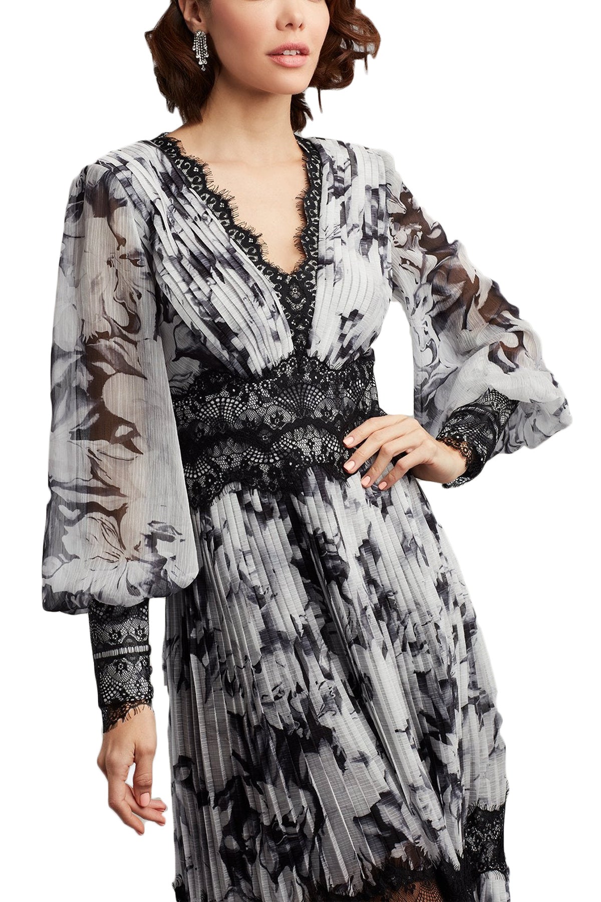 PLEATED CHIFFON MIDI DRESS