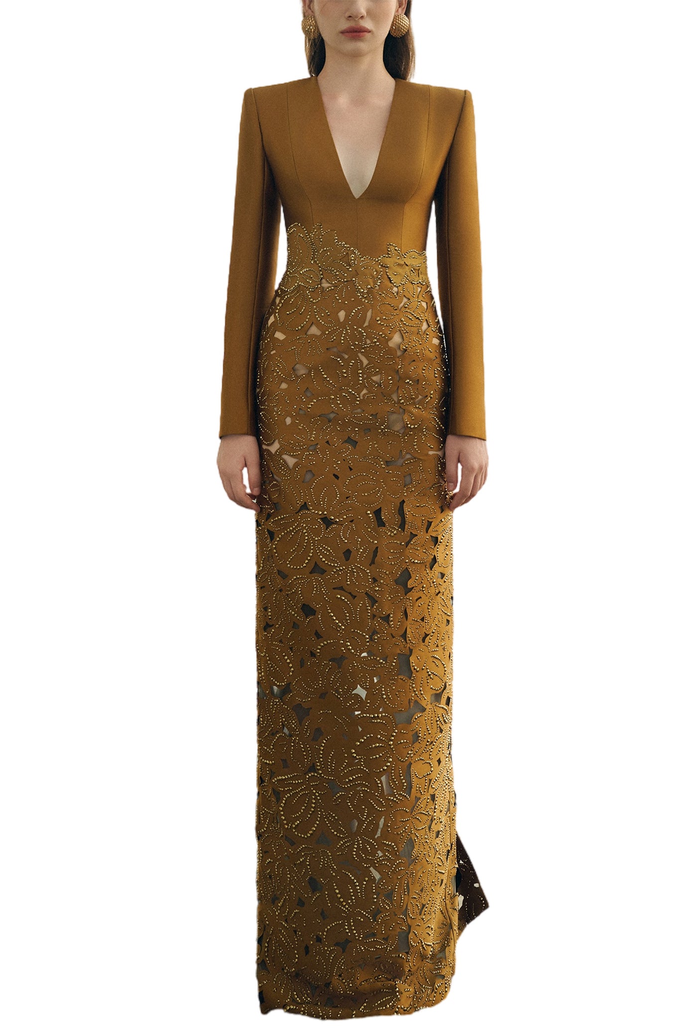TAYLOR SHEATH FLORAL TAFFETA FLOOR LENGTH DRESS