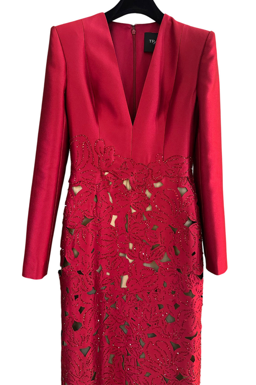 TAYLOR SHEATH FLORAL TAFFETA FLOOR LENGTH DRESS