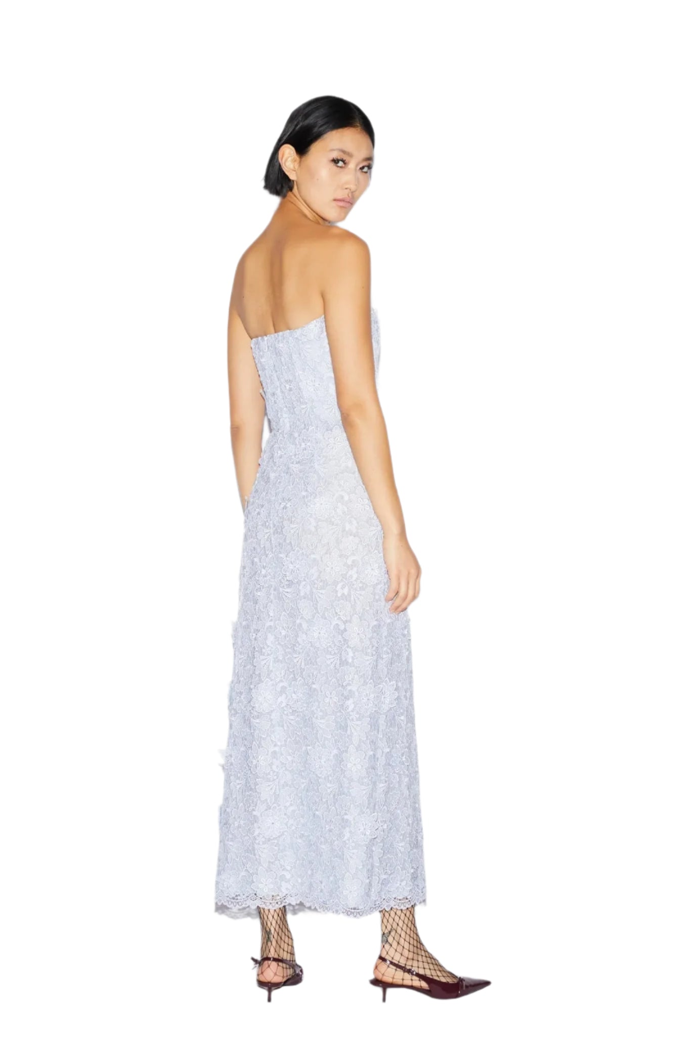 TIA DRESS DUSTY BLUE LACE