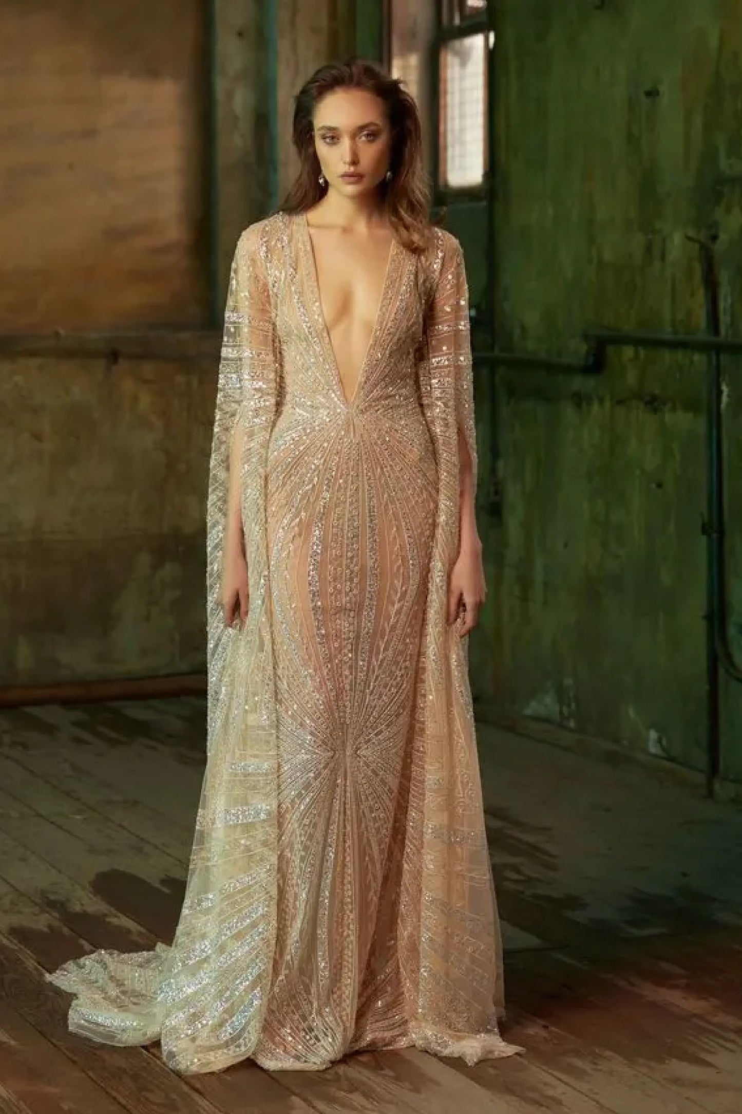 SUN SEQUIN CAPE GOWN