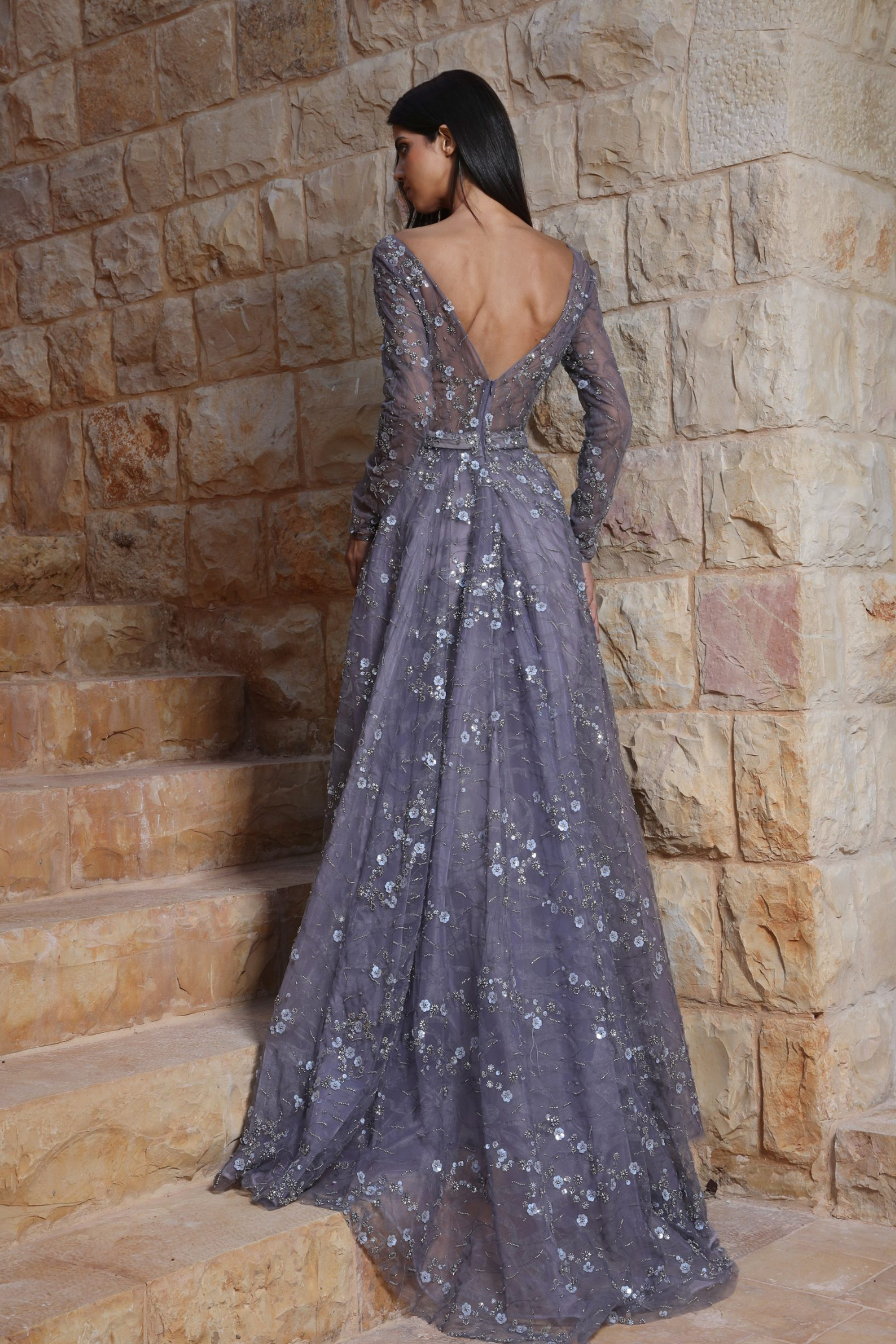 TWILIGHT FULL LENGTH GOWN WITH HIGH SLIT