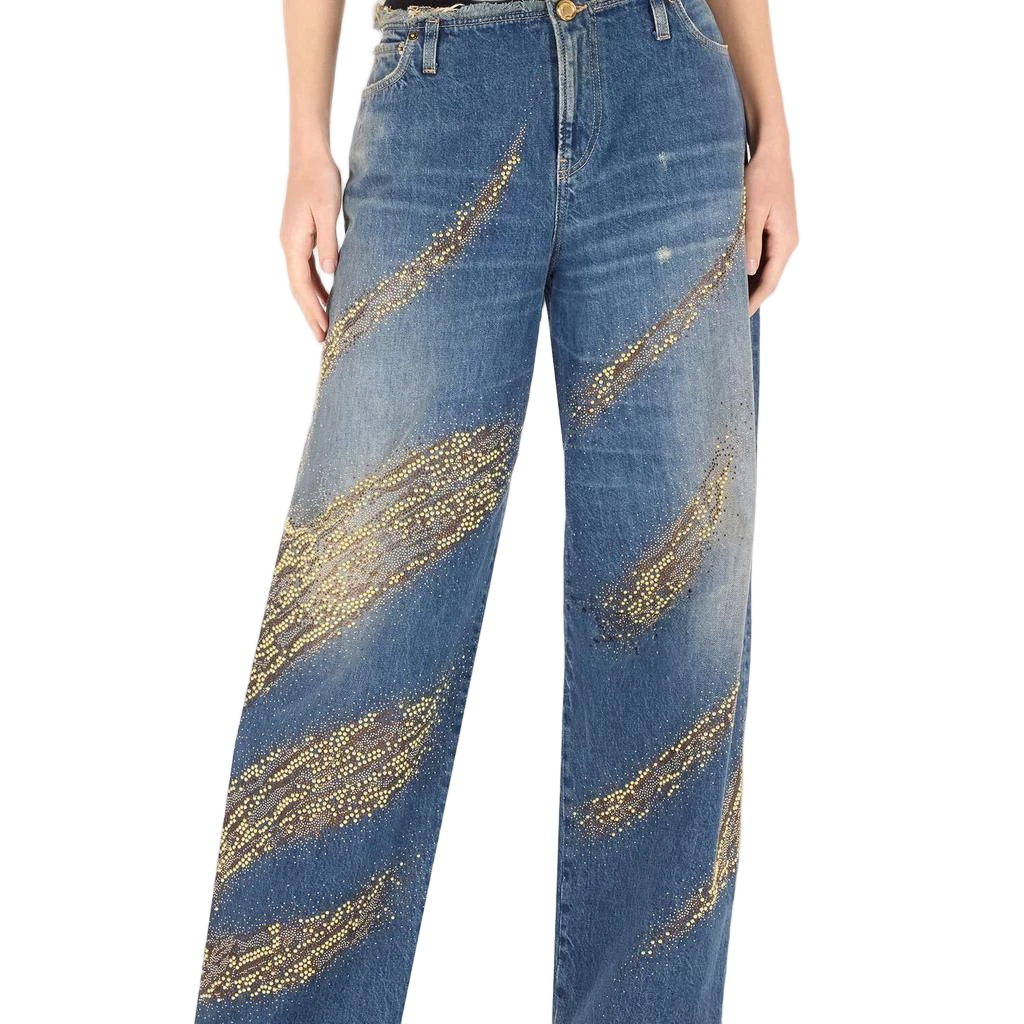EMBELLISHED ZEBRA PATTERN JEANS