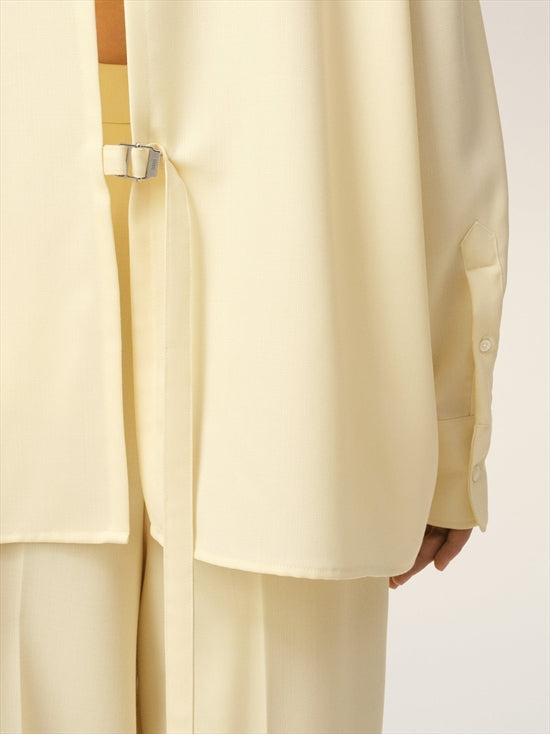 BACK SLIT WOOL LONG SLEEVE SHIRT