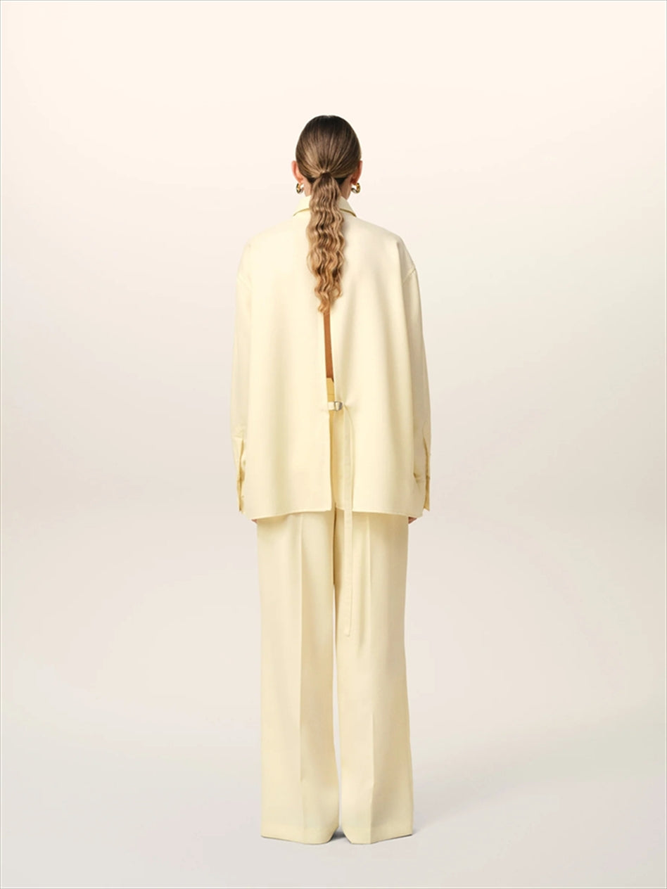 BACK SLIT WOOL LONG SLEEVE SHIRT