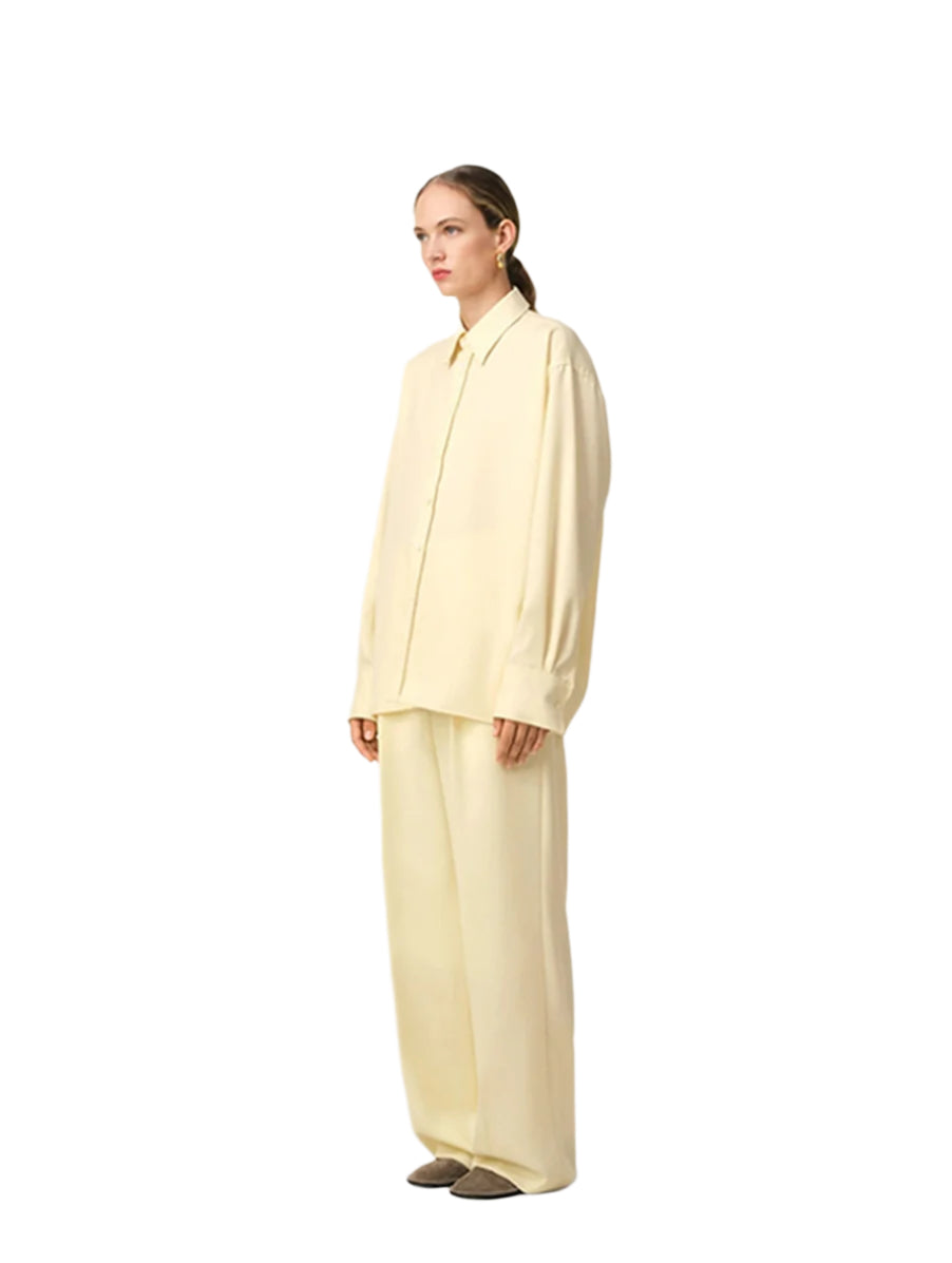 BACK SLIT WOOL LONG SLEEVE SHIRT
