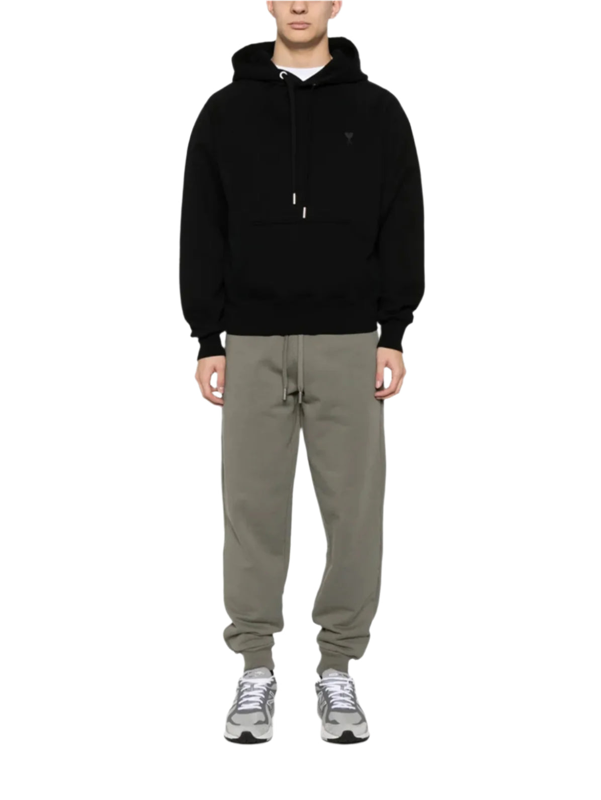 HEART LOGO EMBROIDERED COTTON HOODIE