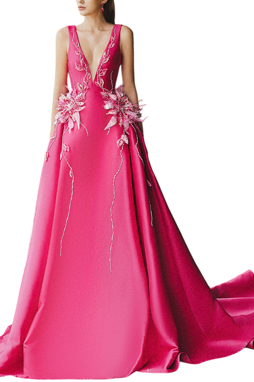 V-NECK A LINE BALL GOWN
