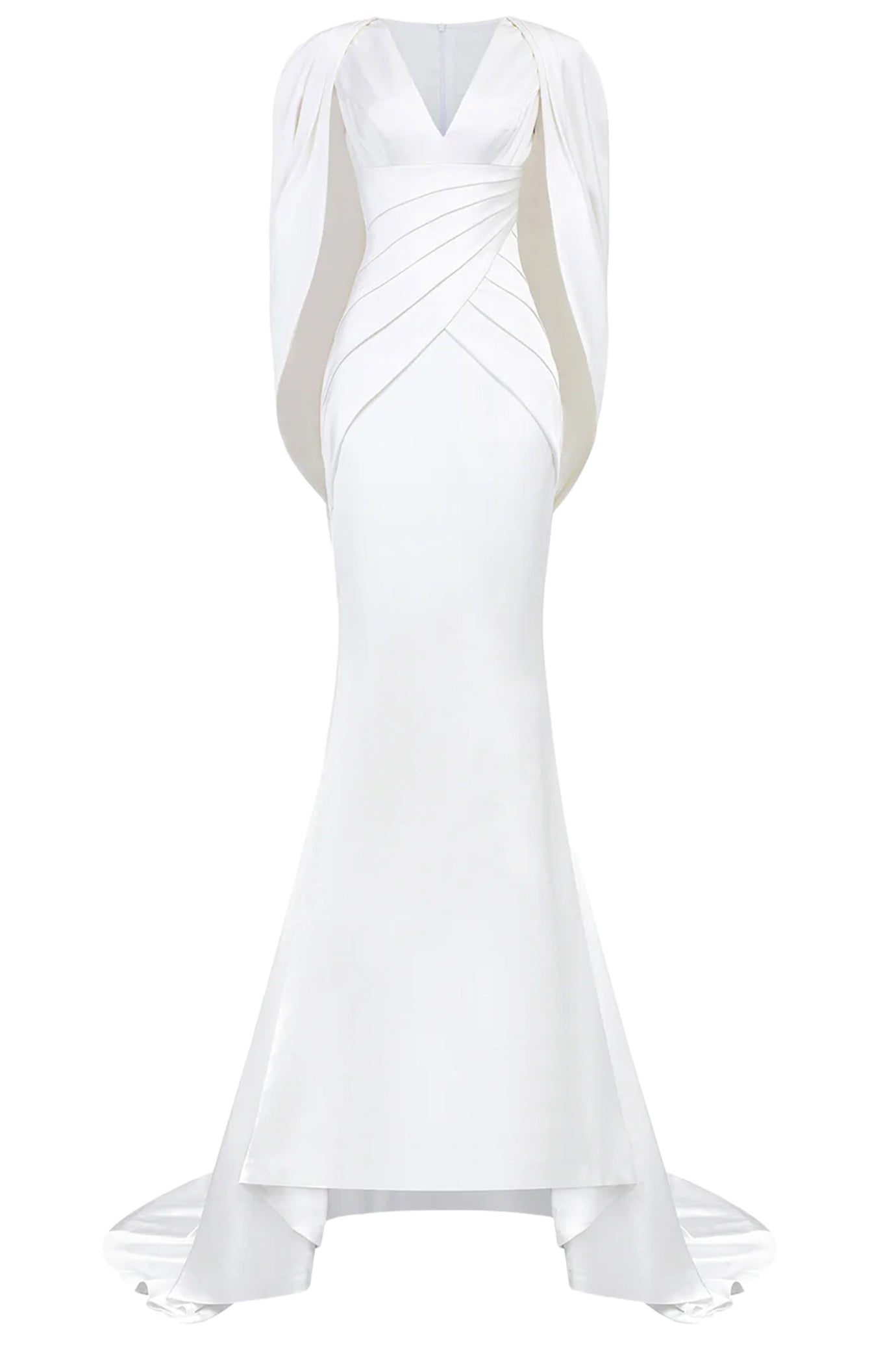 V-NECKLINE PLEATED MULLET SILK GOWN