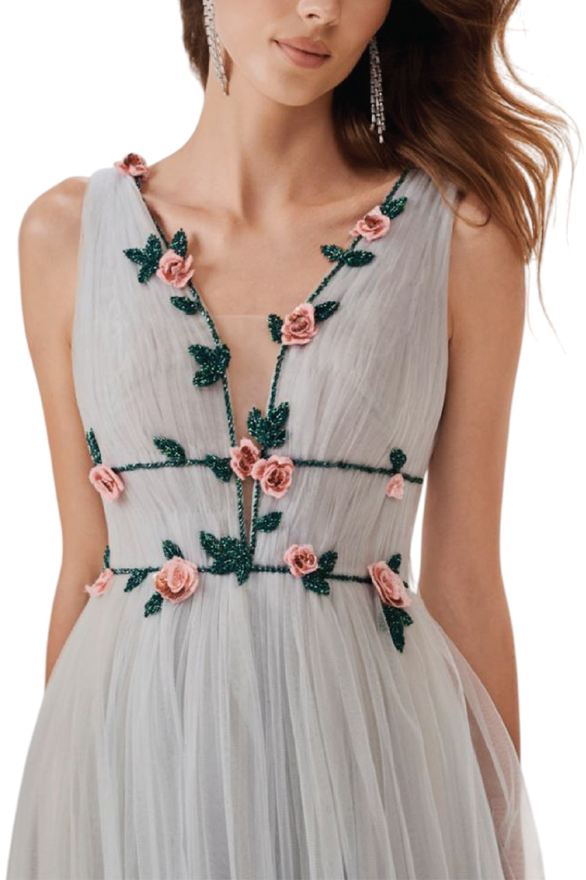 V-NECK FLOWERED GOWN