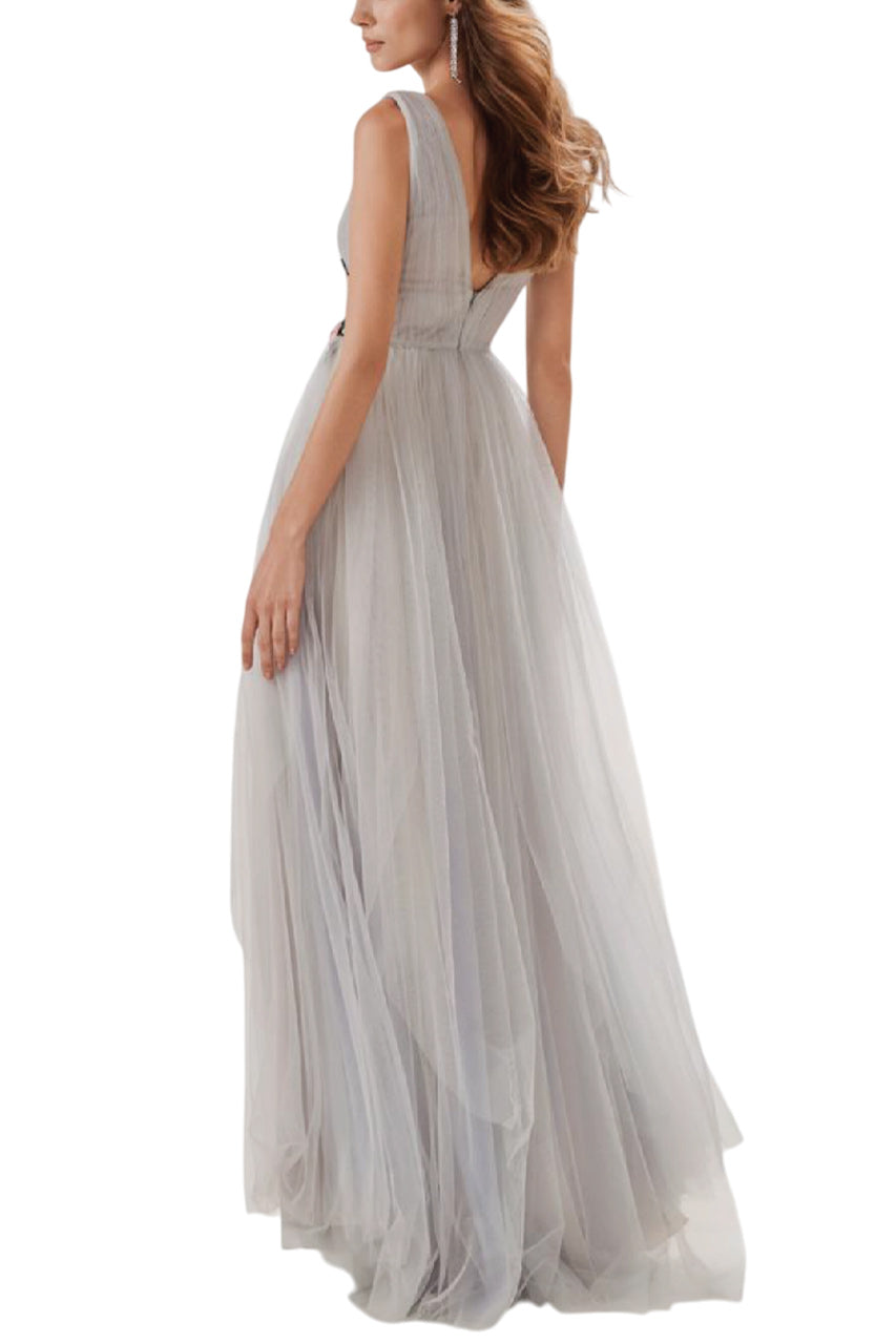 V-NECK FLOWERED GOWN