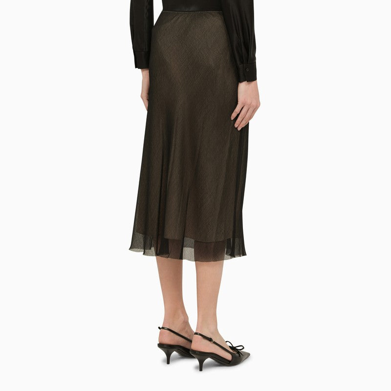 Black and beige viscose midi skirt