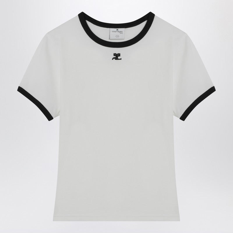White Cotton T-shirt With Black Outline