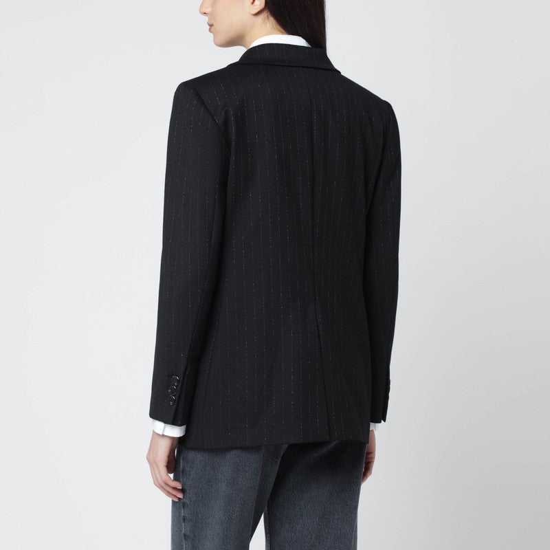 Black pinstripe lurex double-breasted jacket
