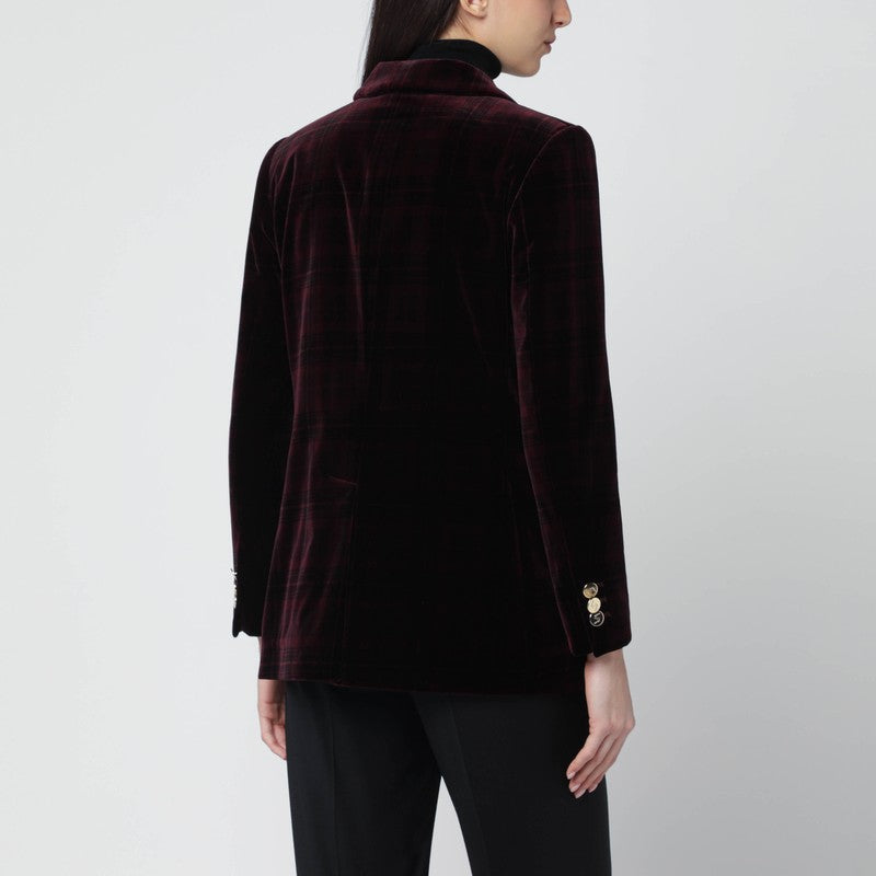 Bordeaux velvet double-breasted jacket