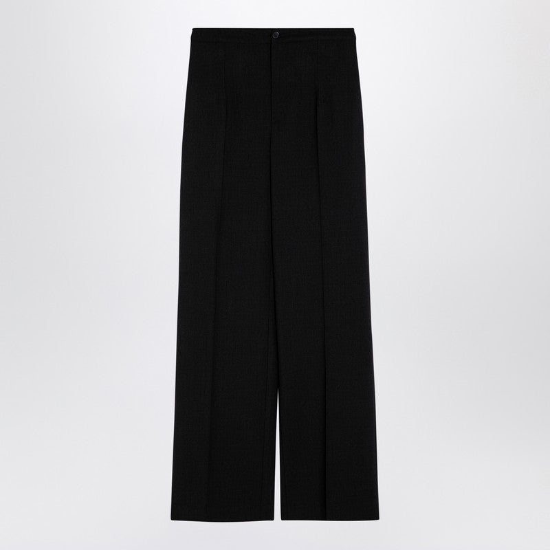 Anthracite Grey Wool Palazzo Trousers