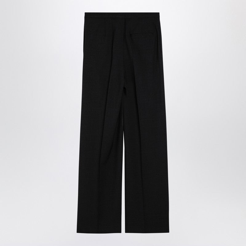 Anthracite Grey Wool Palazzo Trousers