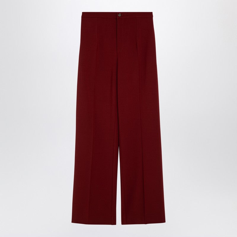 Burgundy Wool Palazzo Trousers