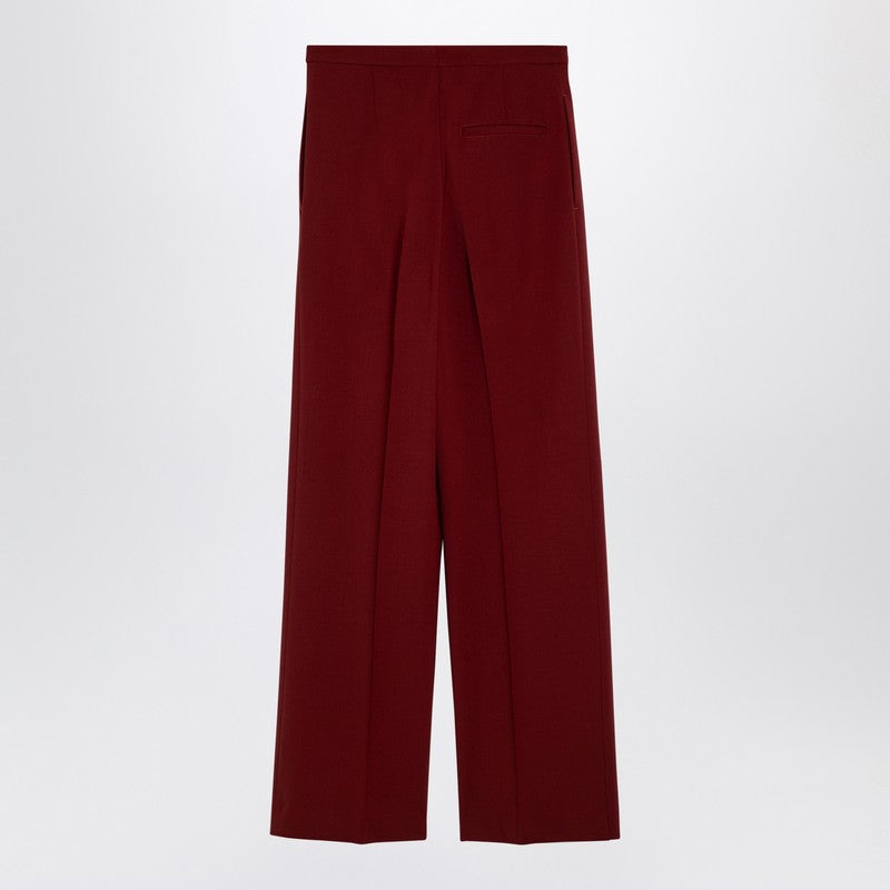 Burgundy Wool Palazzo Trousers
