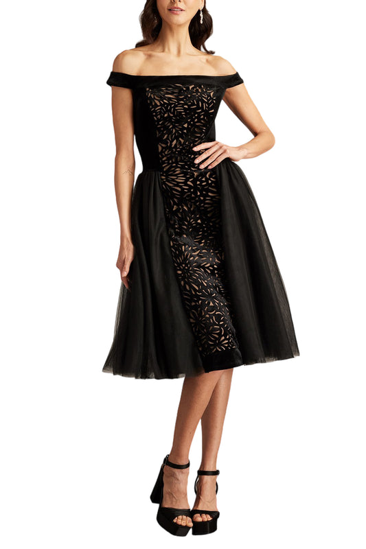 VALENCIA LASER CUT VELVET & TULLE DRESS