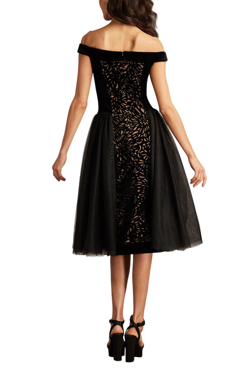 VALENCIA LASER CUT VELVET & TULLE DRESS
