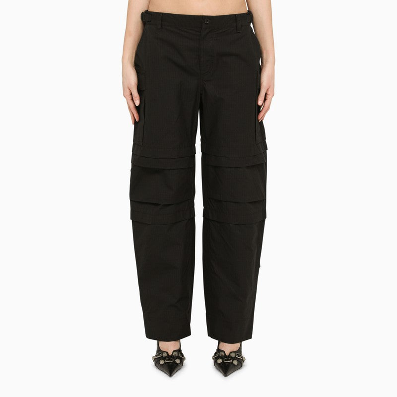 Black multi-pocket cargo trousers