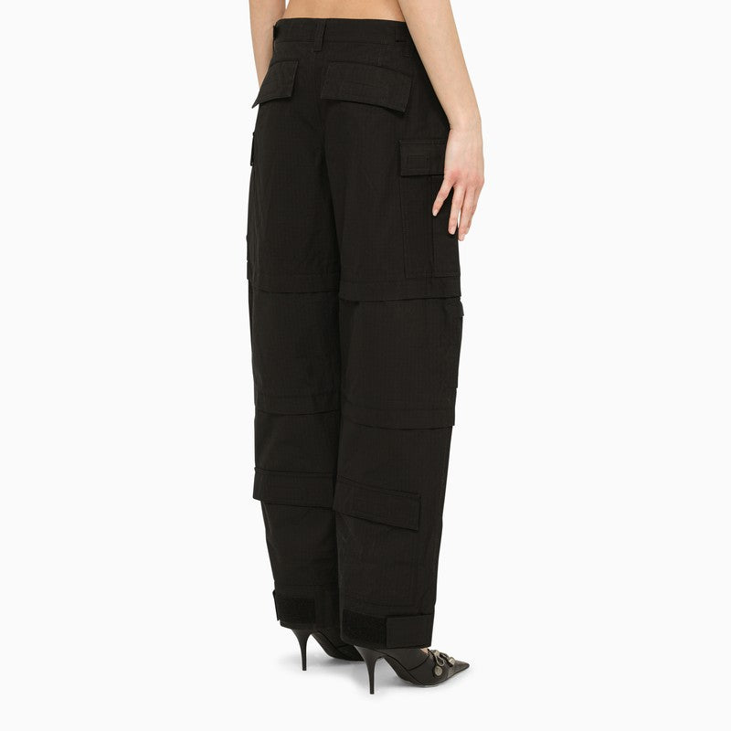 Black multi-pocket cargo trousers