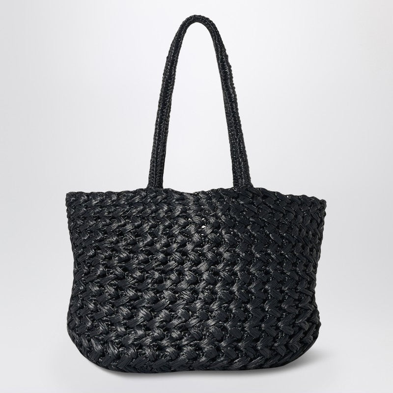 Estelle Two bag in black woven raffia