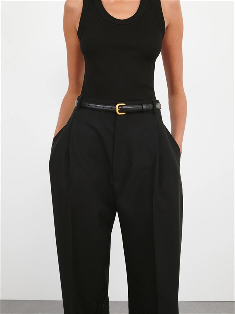 WIDE-LEG PLEATED TROUSERS