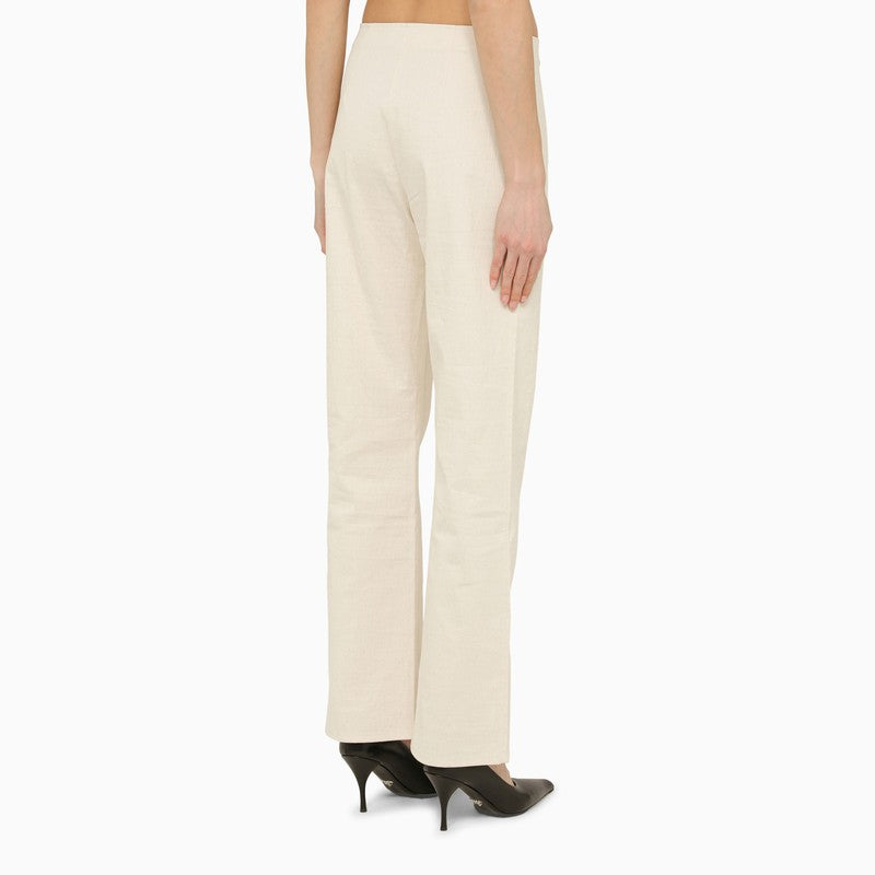 Regular white cotton trousers