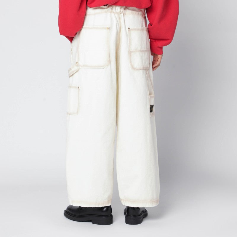 Toluca white washed-effect workwear pants