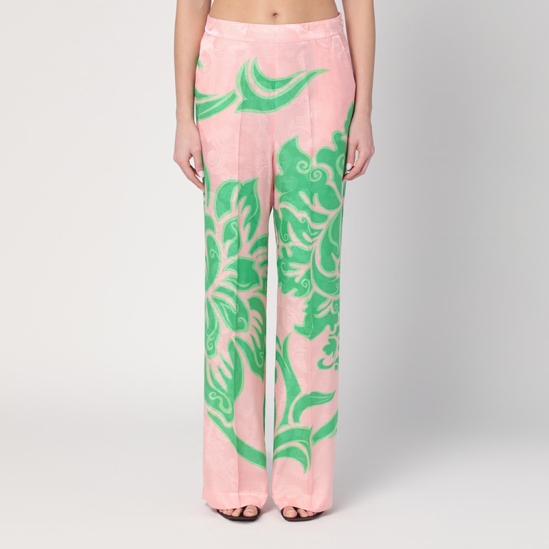 Wide Printed Trousers In Silk Blend