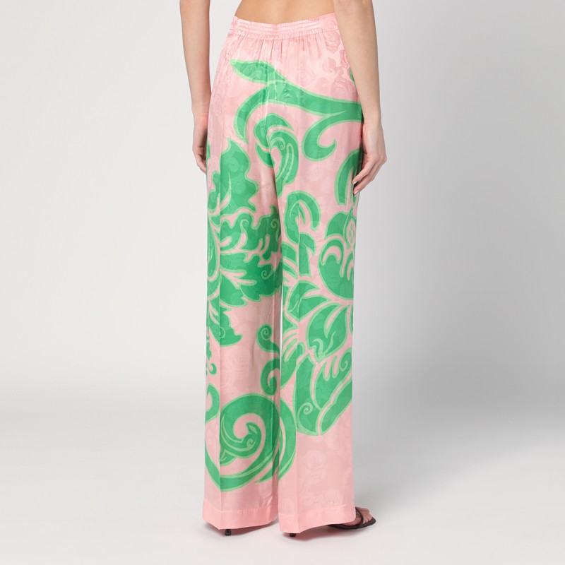 Wide Printed Trousers In Silk Blend