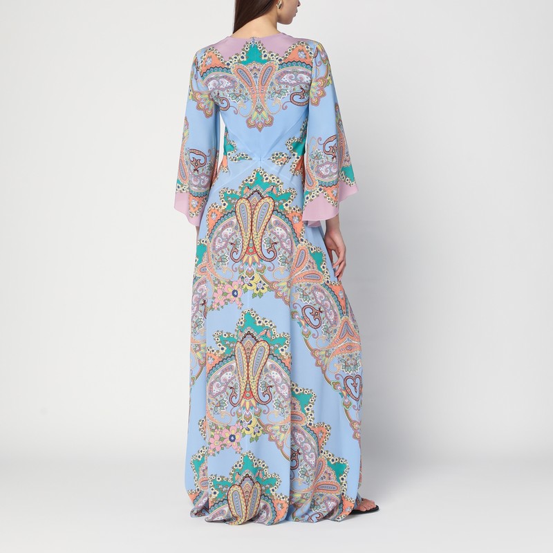 Long Blue Dress With Paisley Print