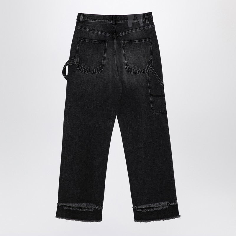 Wide Black Washed Denim Jeans