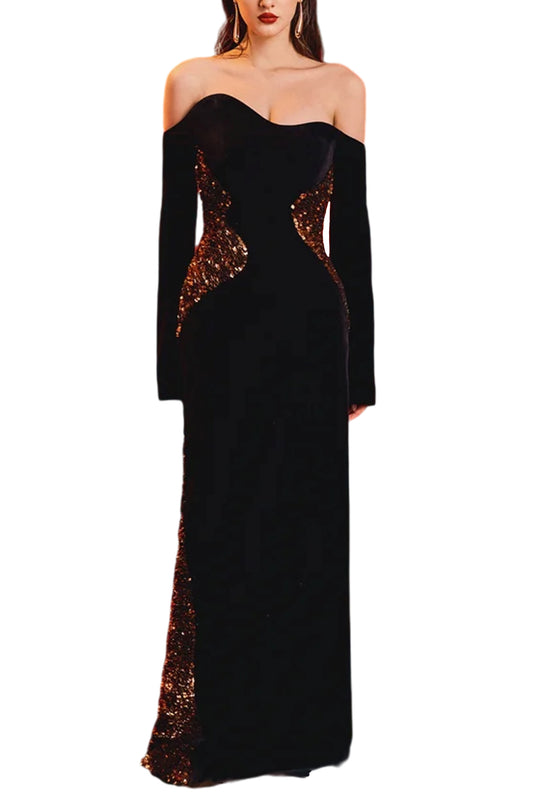 WAVY EMBELLISHED STRAIGHT DRESS