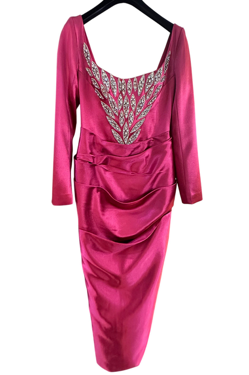WREN SHEATH SQUARE NECK DUCHESS SATIN FLOOR LENGTH DRESS