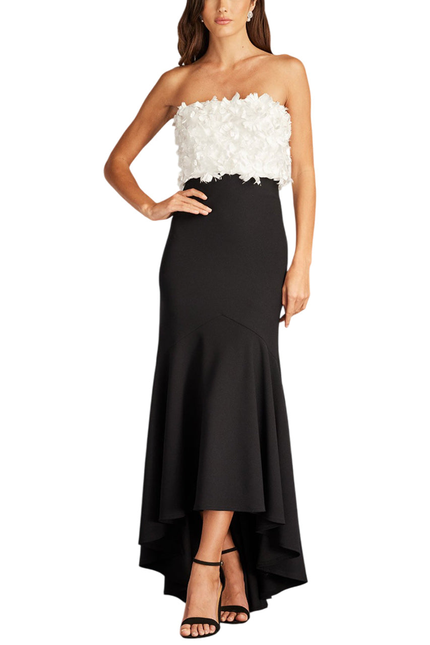 XORA FLORAL EMBELLISHED STRAPLESS GOWN