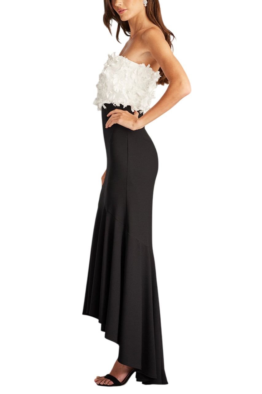 XORA FLORAL EMBELLISHED STRAPLESS GOWN