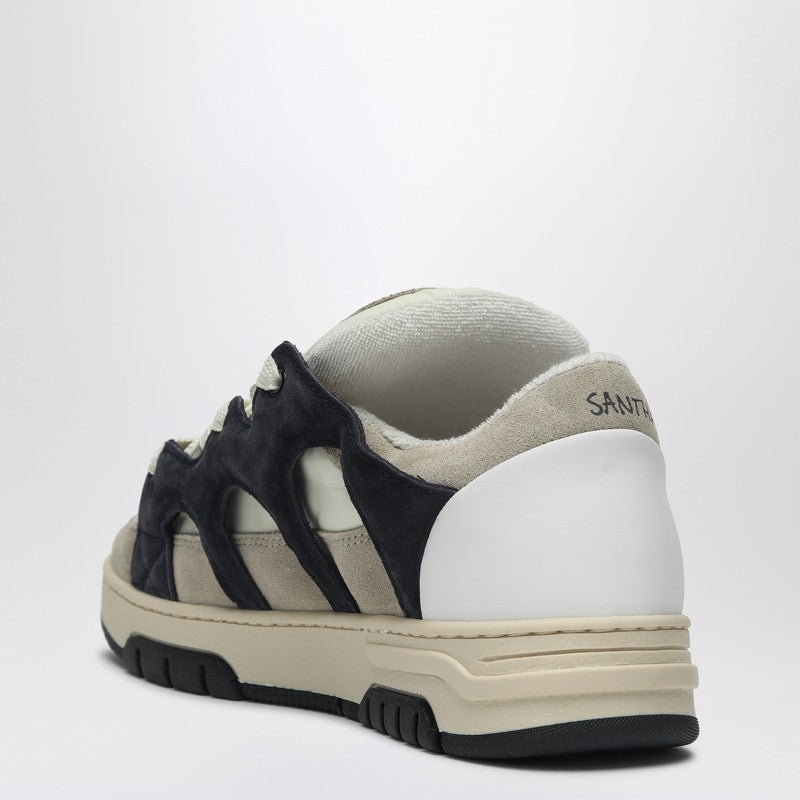 Model 1 Cream/navy Blue Mesh And Suede Sneaker