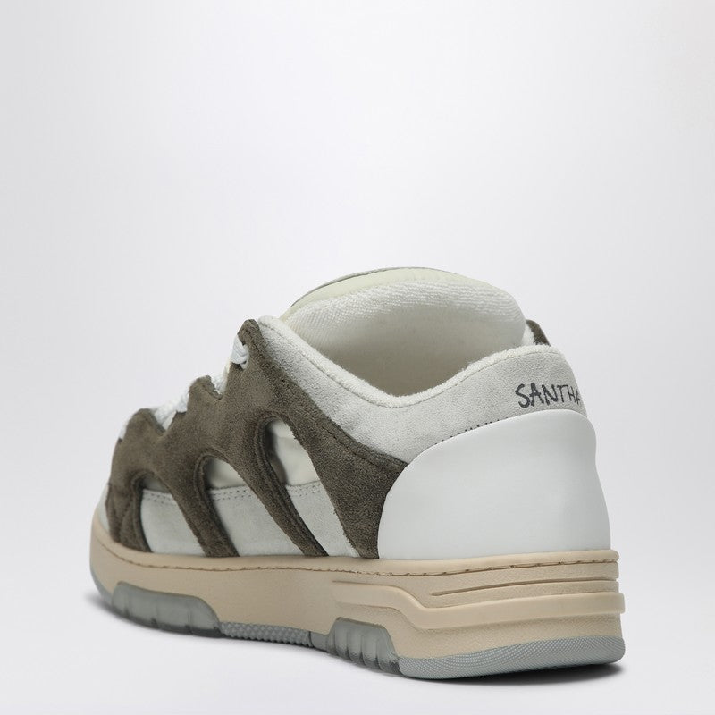 Model 1 Dark Green/white Mesh And Suede Sneaker