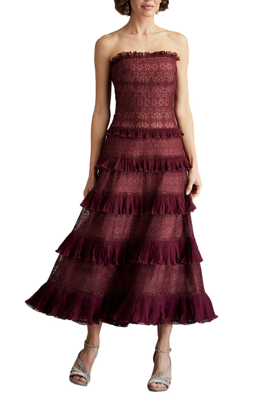 ZIANI TIERED RUFFLE MIDI DRESS