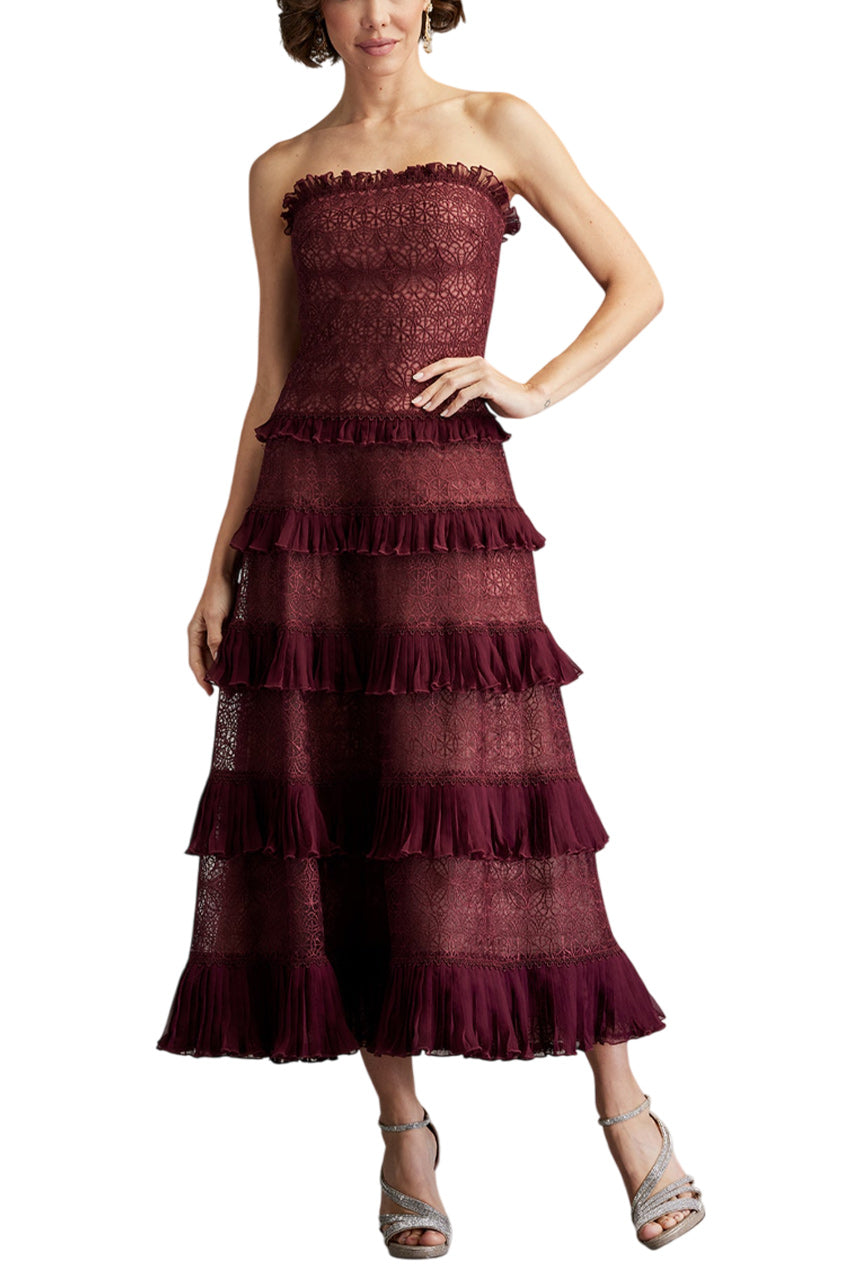 ZIANI TIERED RUFFLE MIDI DRESS