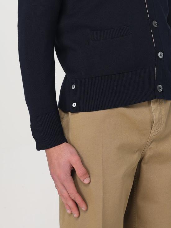 COTTON V-NECK INTARSIA 4-BAR RELAXED FIT CARDIGAN