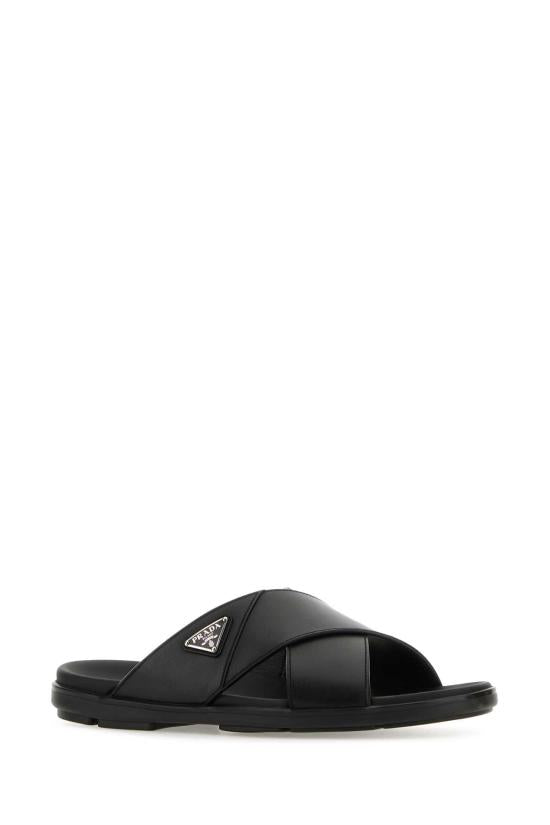 TRIANGLE LOGO SLIP ON SANDALS